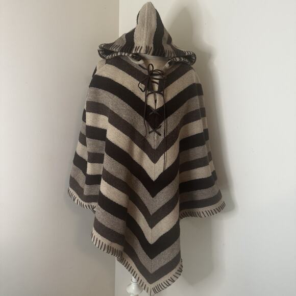 Ralph Lauren Wool Hooded Poncho Boho Chic Western Striped One Size Vintage Y2K - Picture 1 of 16